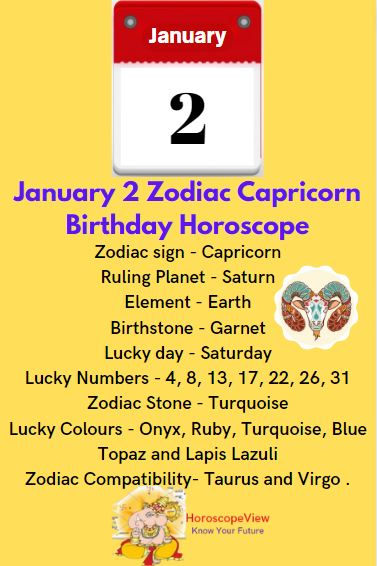 January 2 Zodiac Capricorn