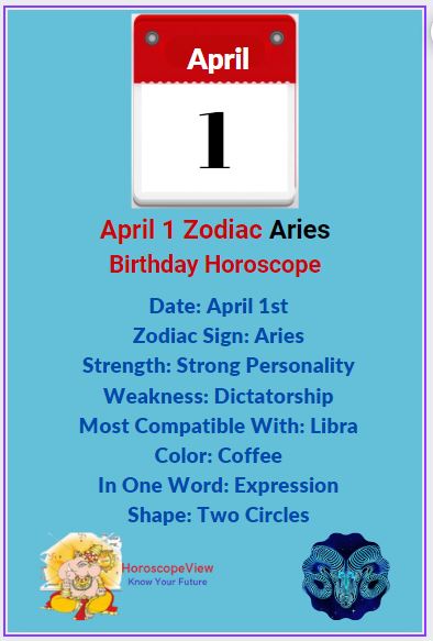 April 1 Zodiac Sign Aries Birthday Horoscope