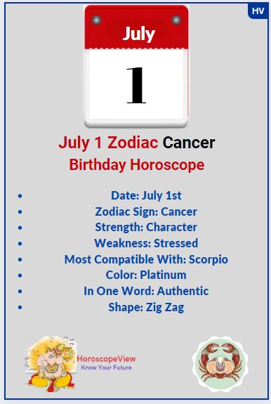 July 1 Zodiac Sign Cancer