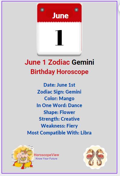June 1 Zodiac Gemini