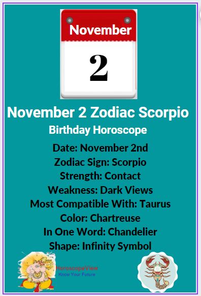 November 2 zodiac Sign Scorpio