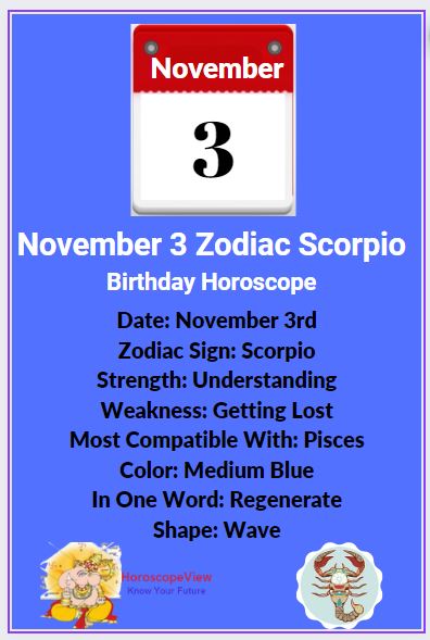 November 3 Zodiac Sign Scorpio Birthday Horoscope