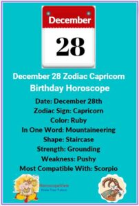 December 28 Zodiac Capricorn Birthday Horoscope Guide 2025