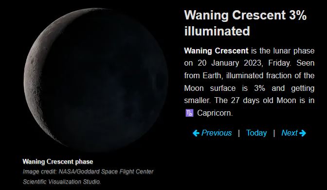 Moon phase 20 January 2023