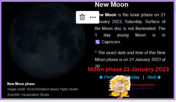 Moon phase 21 January 2023