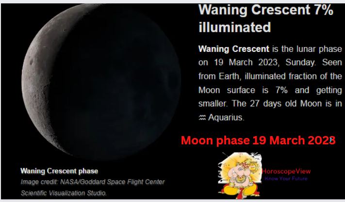 Moon Phase 19 March 2023