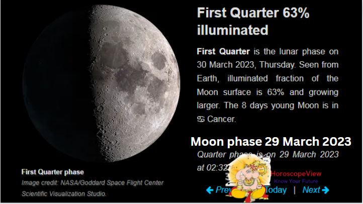 Moon Phase 30 March 2023