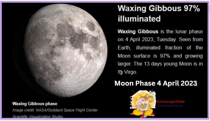 Moon phase 4 April 2023