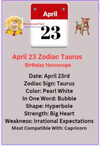 April 23 Taurus Zodiac Horoscope 2025