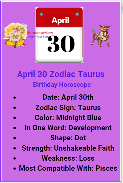 April 30 zodiac Taurus