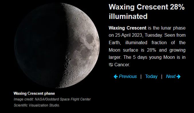 Moon Phase Today April 25 2022