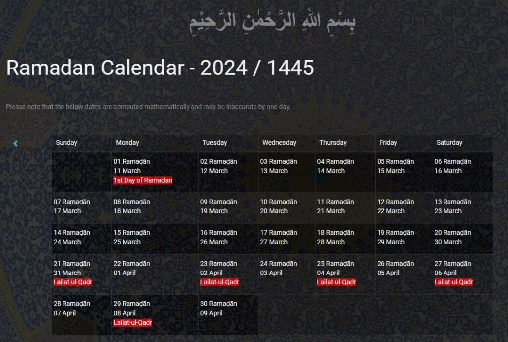 Ramadan 2024 Dates & Ramadan Calendar 2024 (Exact Info)