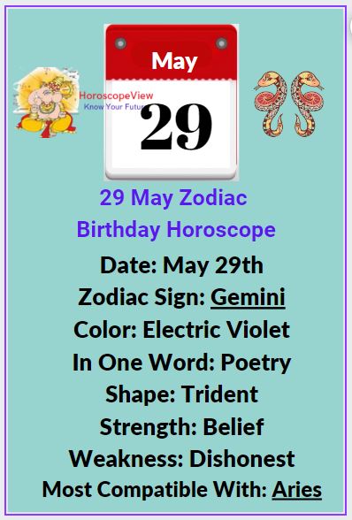 May 29 zodiac Gemini