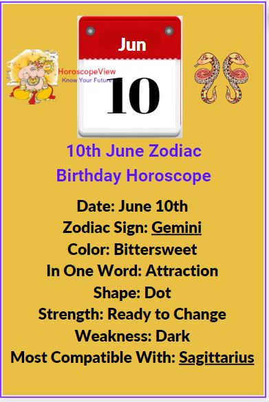 June 10 zodiac Gemini
