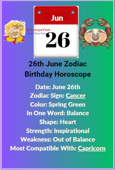 June 26 Zodiac Sign