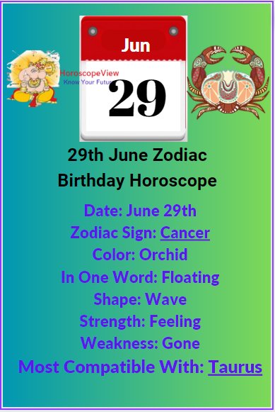 June 29 Zodiac Cancer