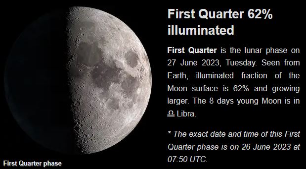 Moon phase today June 27 2023