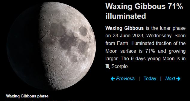 Moon phase today June 28 2023