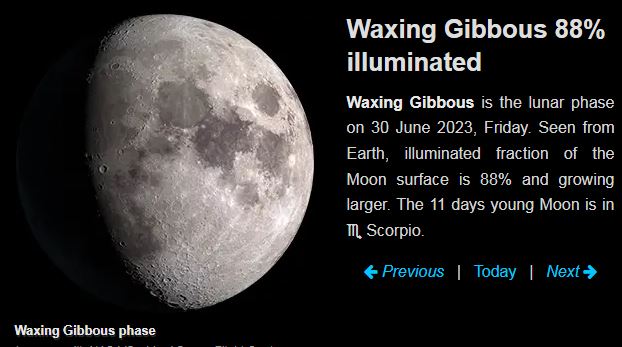 Moon phase today June 30 2023