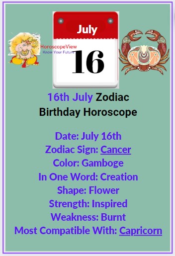July 16 zodiac sign Cancer
