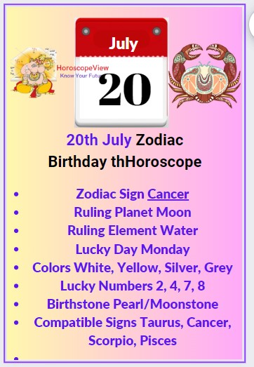 July 20 zodiac Cancer