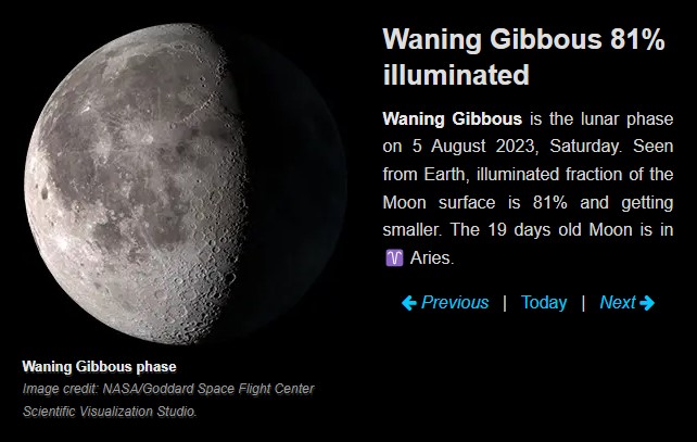 Moon phase August 5 2023