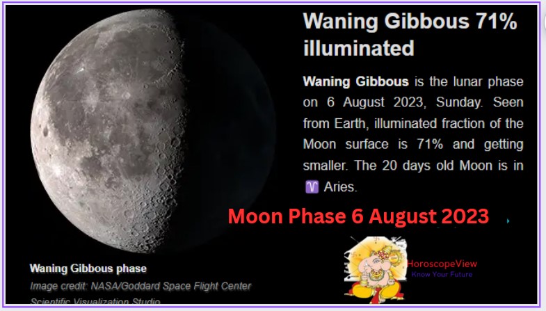 Moon phase August 6 2023