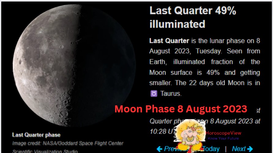 Moon phase August 8 2023