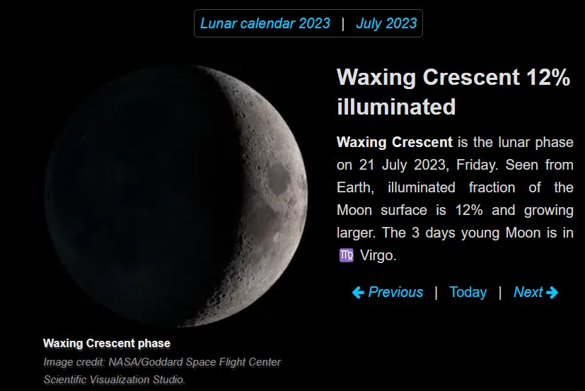 Moon phase July 21 2023