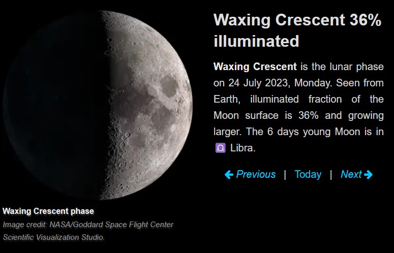 Moon phase July 24 2023