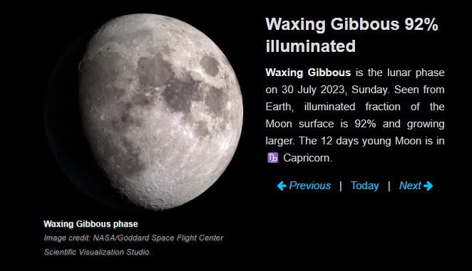 Moon phase July 30 2023