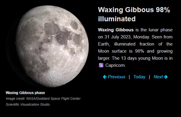 Moon phase July 31 2023