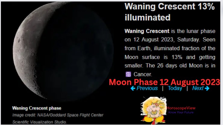 Moon phase August 12 2023