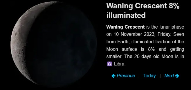 Moon Phase Today November 10 2023