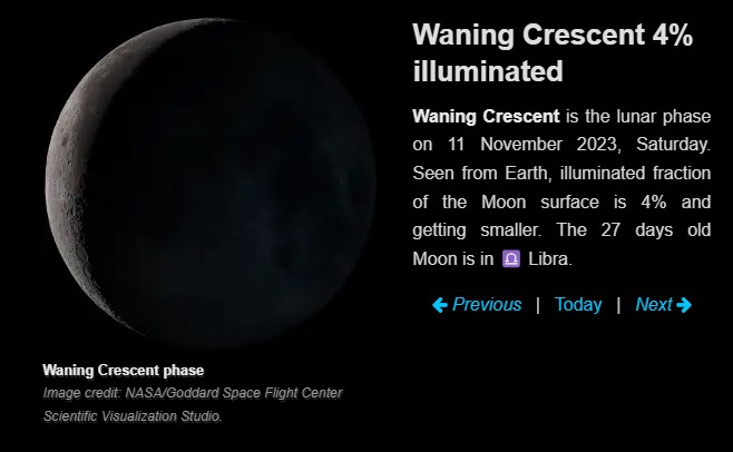 Moon Phase Today November 11 2023