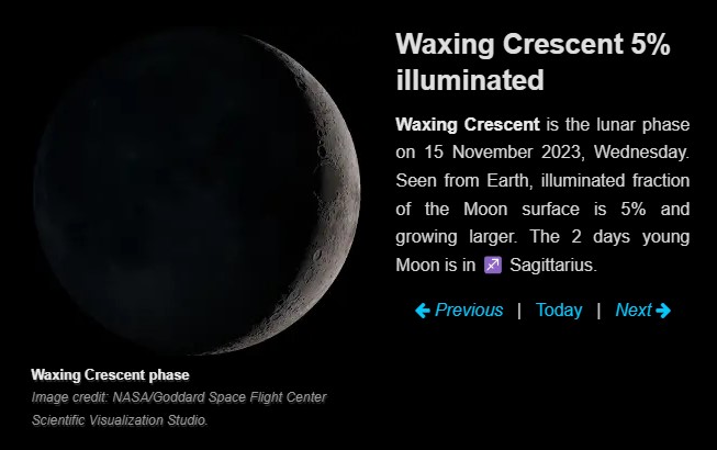 Moon Phase Today November 15 2023