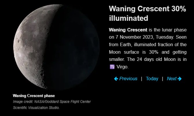 Moon Phase Today November 7 2023