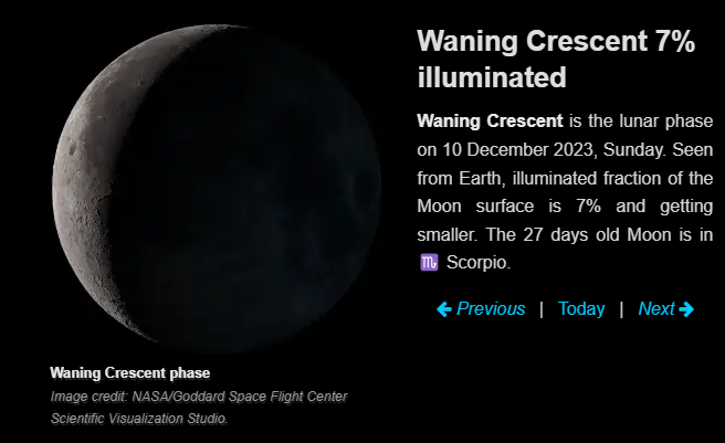 Moon phase December 10 2023