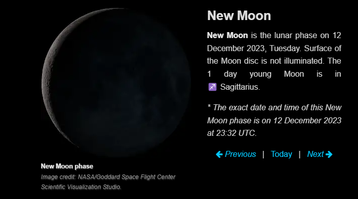 Moon phase December 12 2023