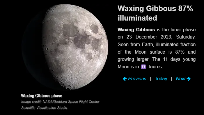 Moon phase December 23 2023