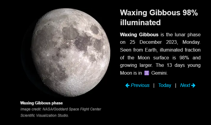 Moon phase December 25 2023