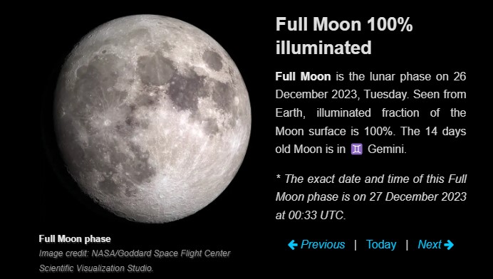 Moon phase December 26 2023