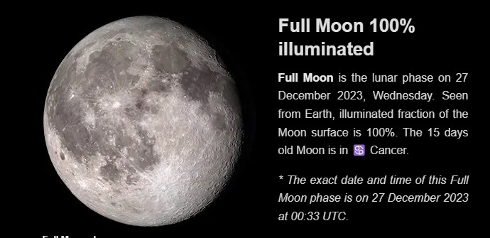 Moon phase December 27 2023