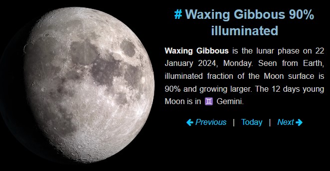 Moon phase January 22 2024