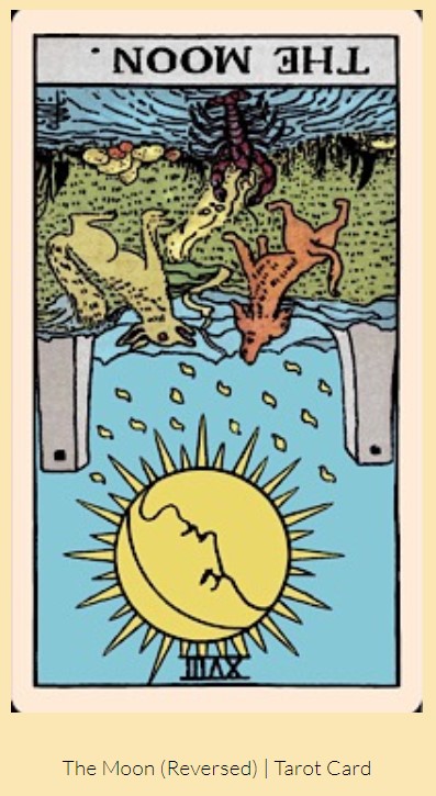 The reverse moon tarot card
