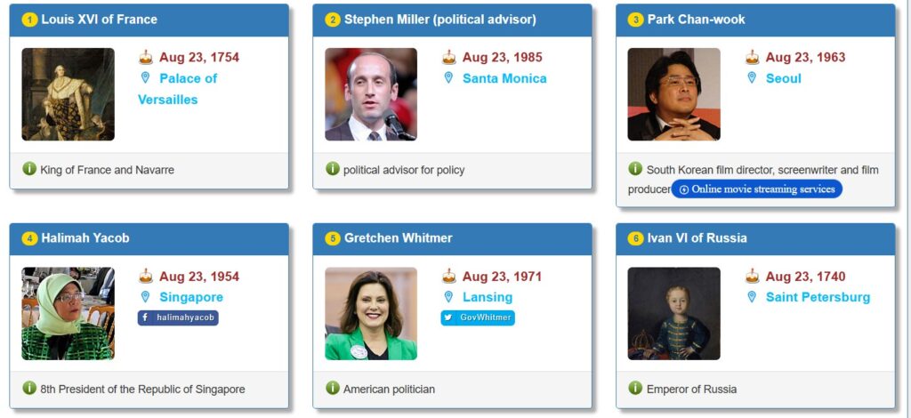 Politicians Born on August 23rd